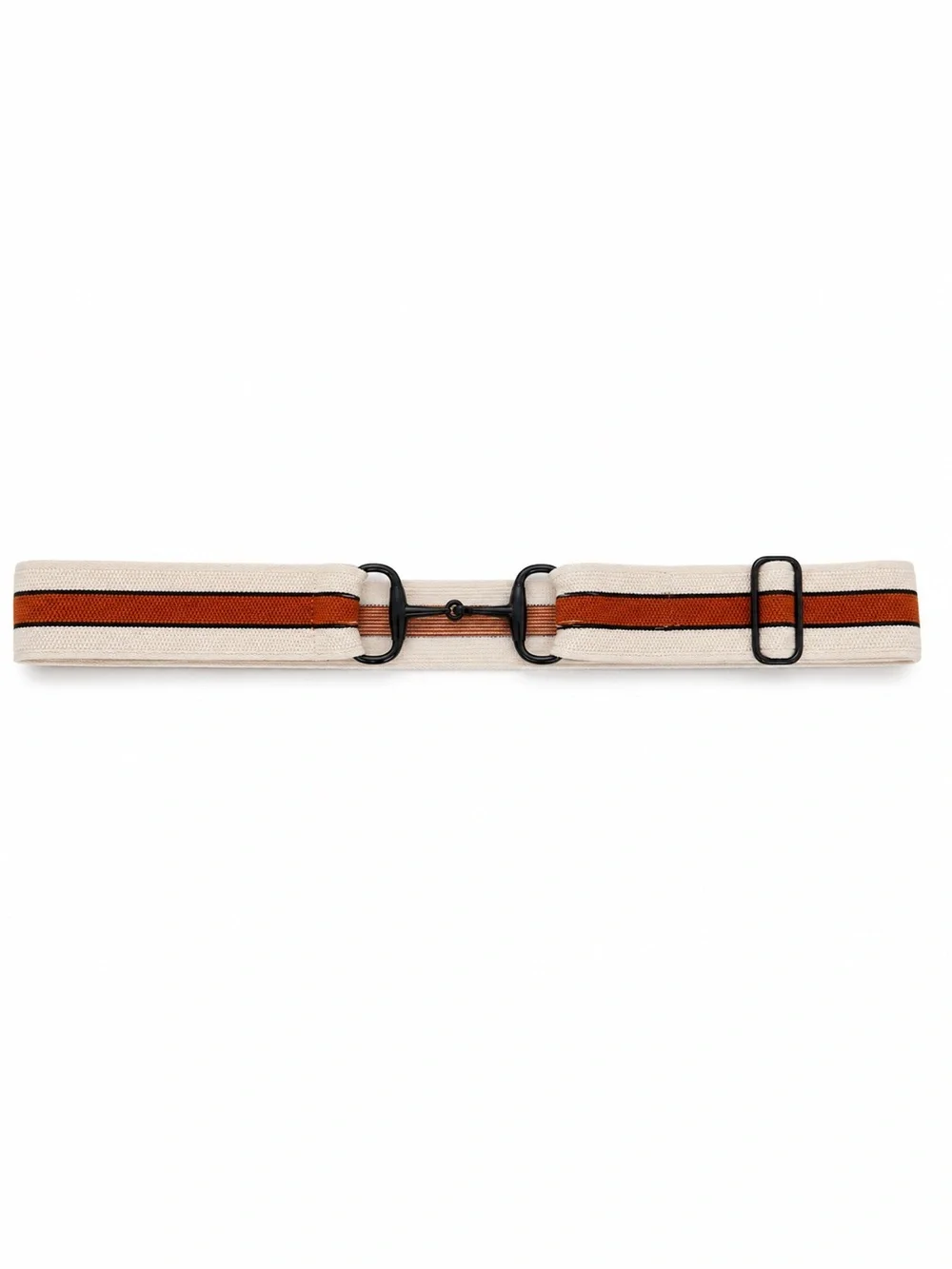 Ellany Equestrian Bit Stretch Belt - Cream, Rust & Black